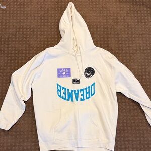 Dreamers Cream Hoodie with Blue Accents